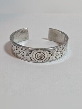 Vintage Gucci Cuff Bracelet 925 Sterling Silver Made In Italy Bangle